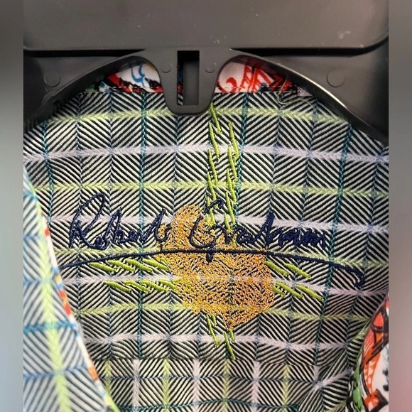 Robert Graham Sz L London Plaid Flip Cuff Colorful Long Sleeve Shirt London - Picture 7 of 17